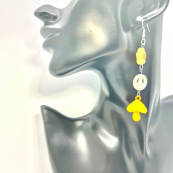 Mushroom Chain Earrings - Cottagecore Dangle Jewelry - Cute Aesthetic Style - Picture 7 of 16